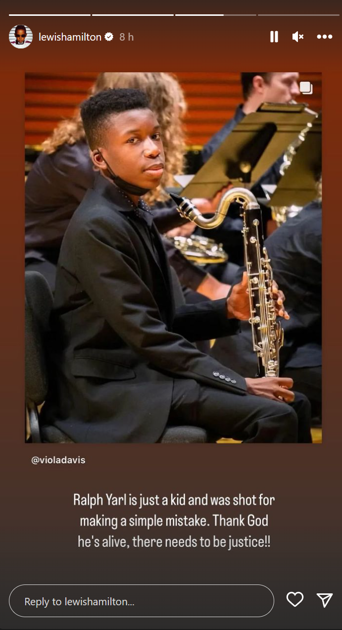 Lewis Hamilton demands “justice” for teenager Ralph Yarl who was shot